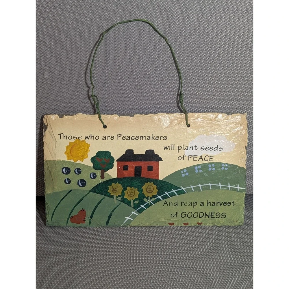 Plain Jane Handcrafted Slate Wall Art  Peacemakers Landscape Country